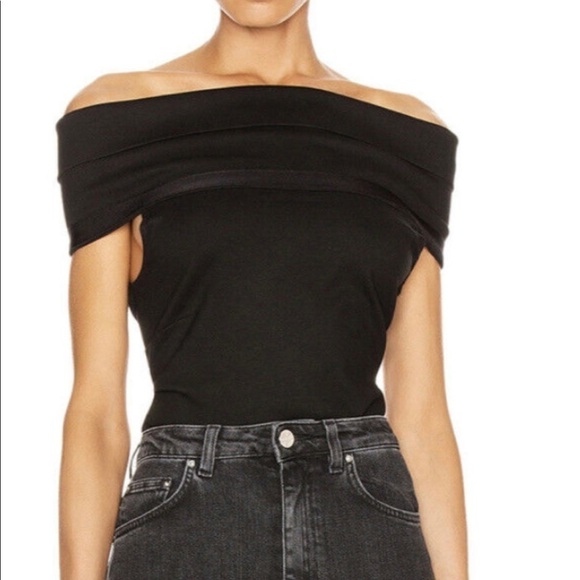 ROSETTA GETTY Top Women’s XL Banded Off Shoulder Minimal Black Body Con New $620 - Picture 1 of 11